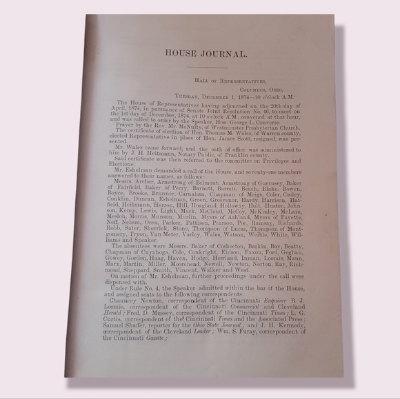 Antique 1874 Ohio House of Representatives Journal Book - Picture 8 of 10